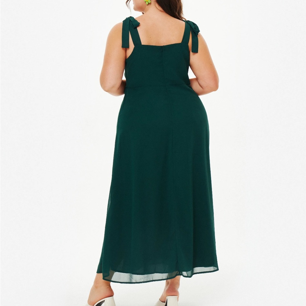Cider 4X Green Tie Shoulder Dress with leg slit - Picture 5 of 8